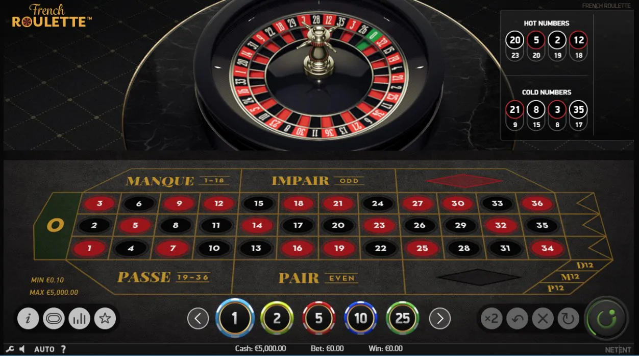 French roulette table and wheel