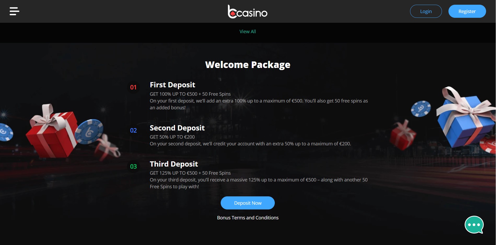 bCasino Welcome Package