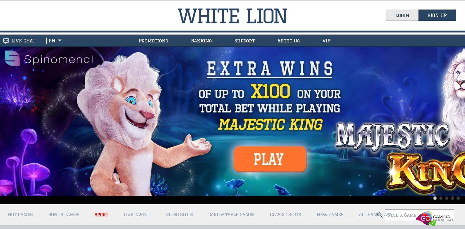 White lion casino login