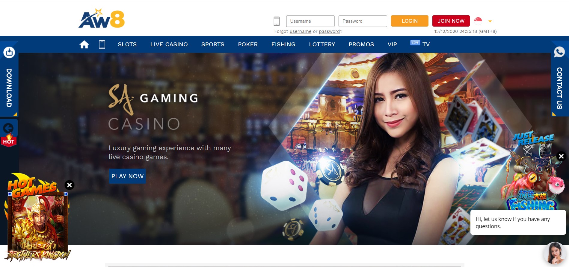 Aw8 Casino Homepage