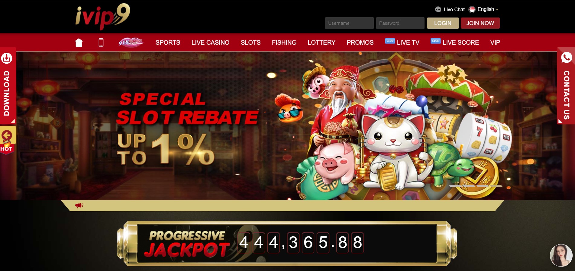 IVIP9 Casino Special Slot Rebate