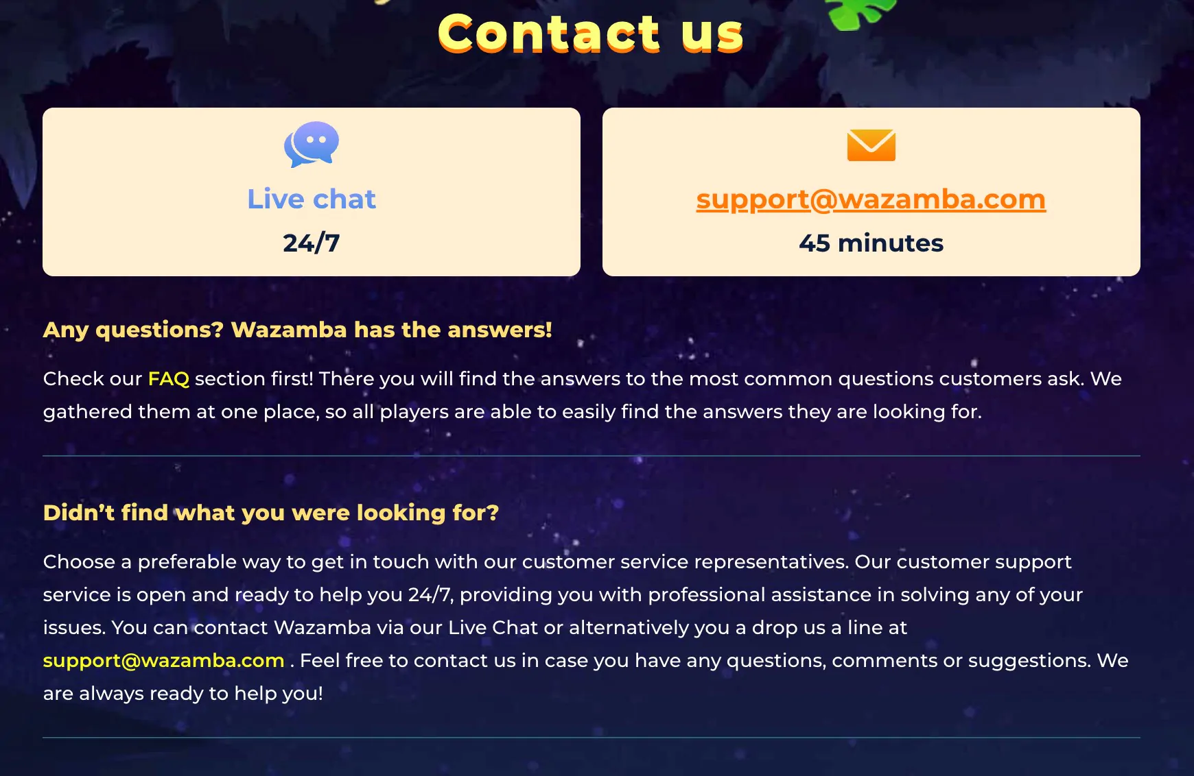 wazamba support