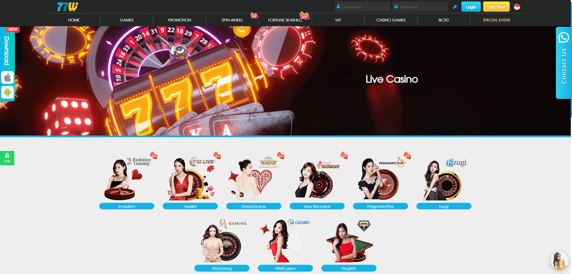 77bet live casino