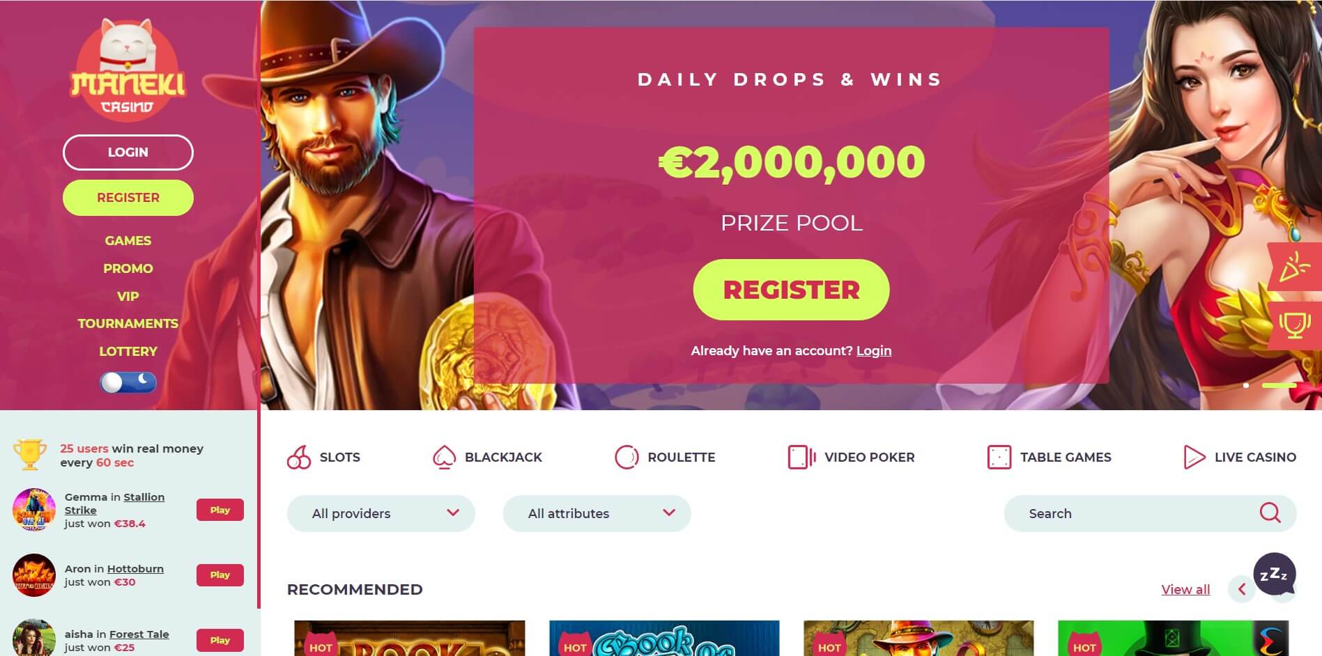 Maneki Casino Homepage