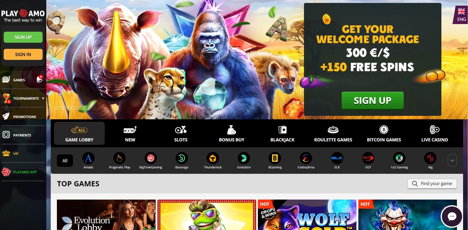PlayAmo Homepage