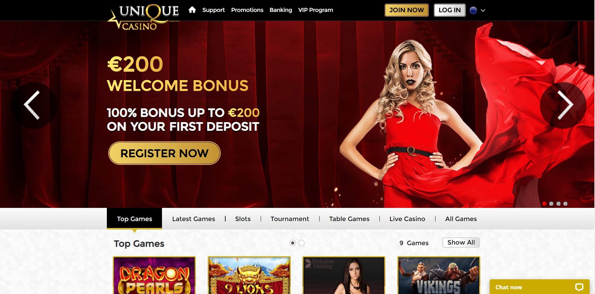 Unique Casino Homepage