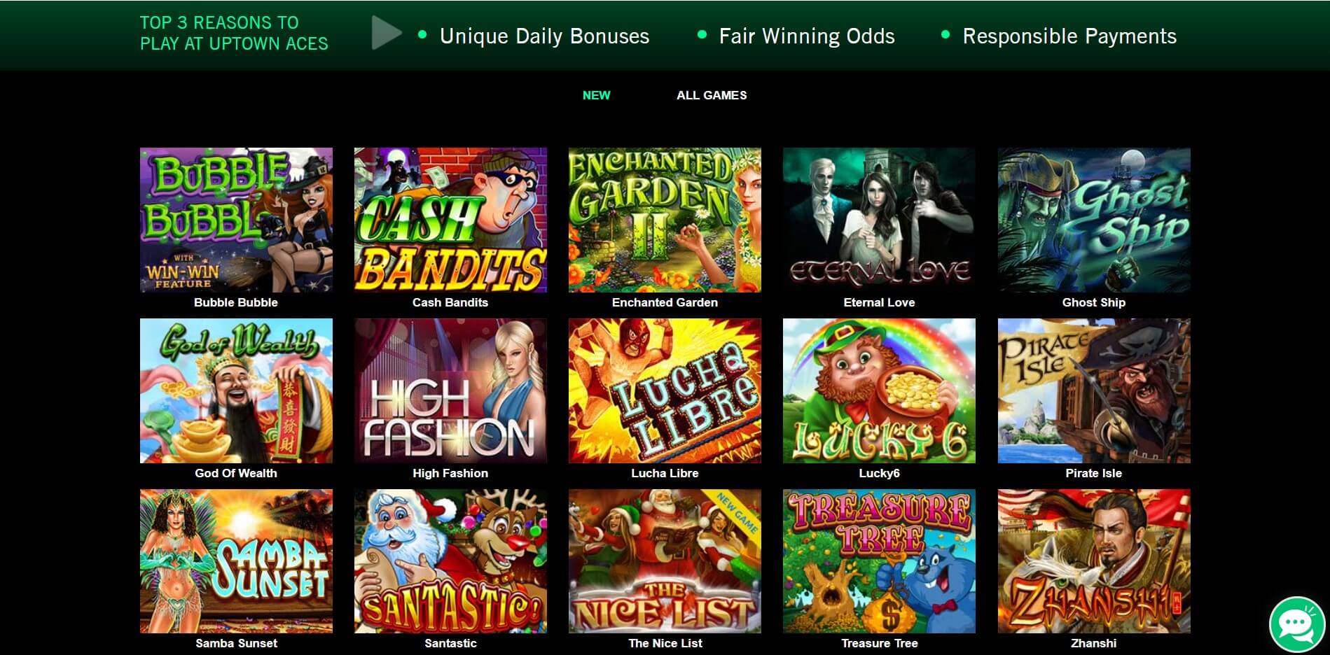 Uptown Aces Casino Games