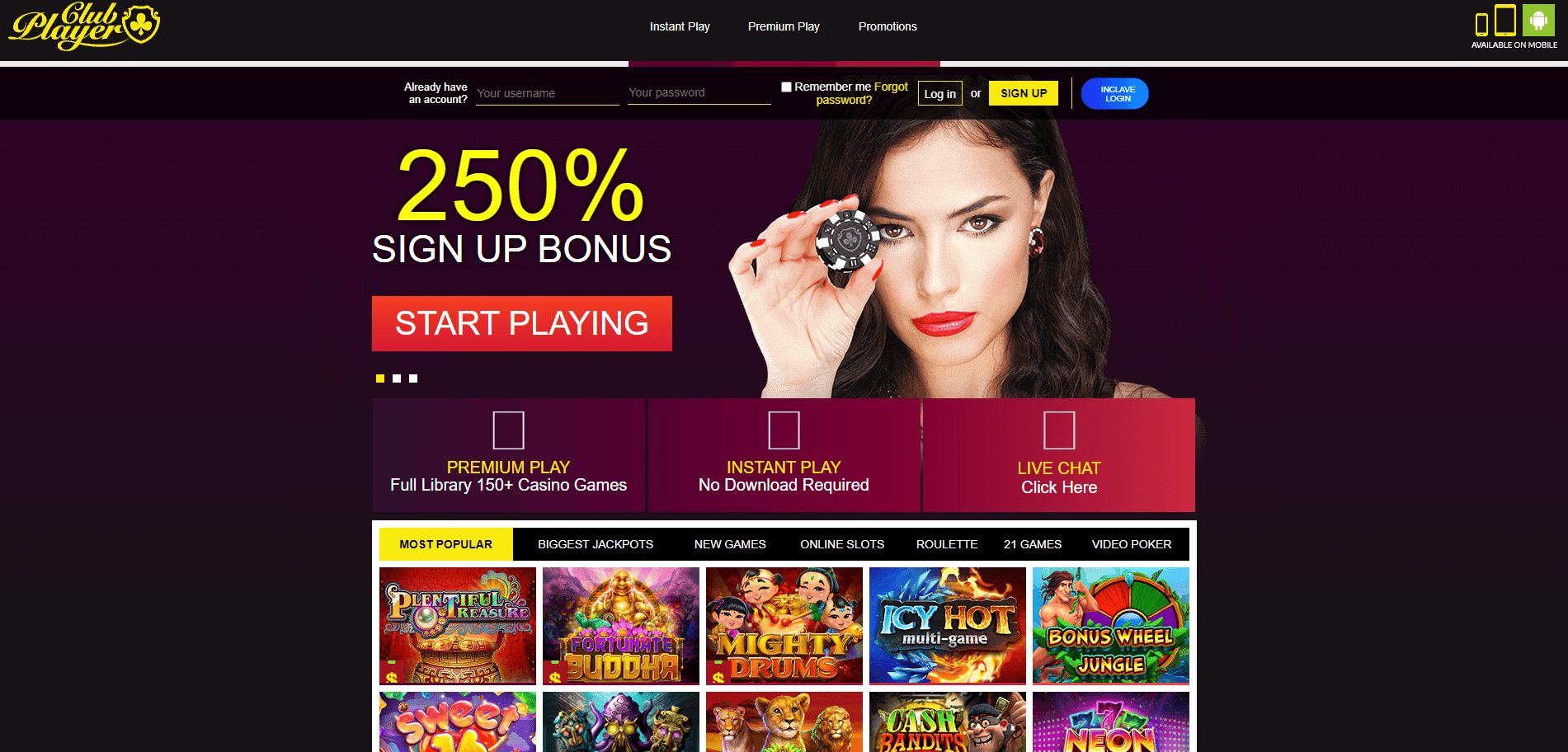 club player casino homepage