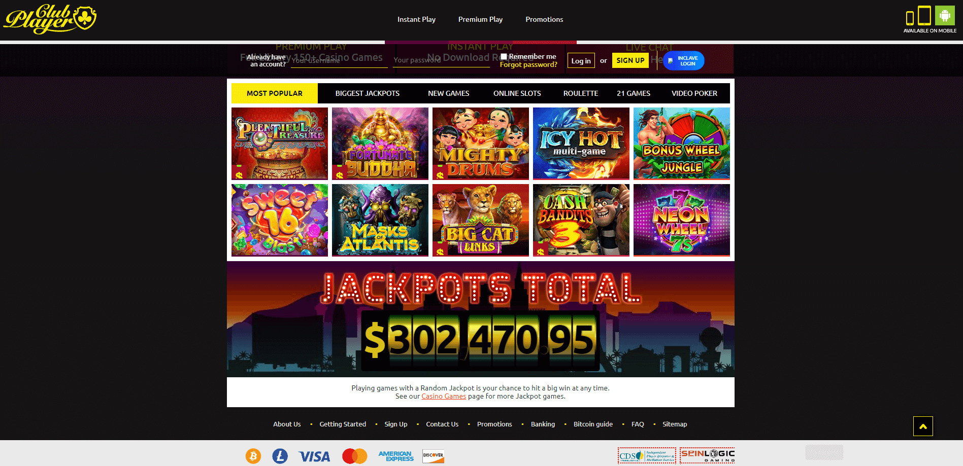 club player casino jackpot