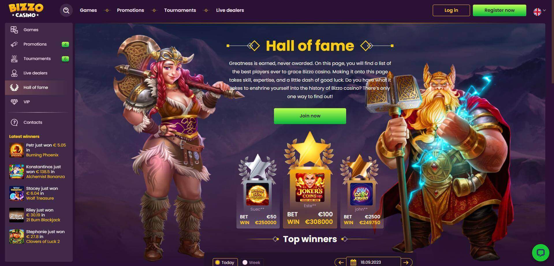 Bizzo Casino Hall of Fame