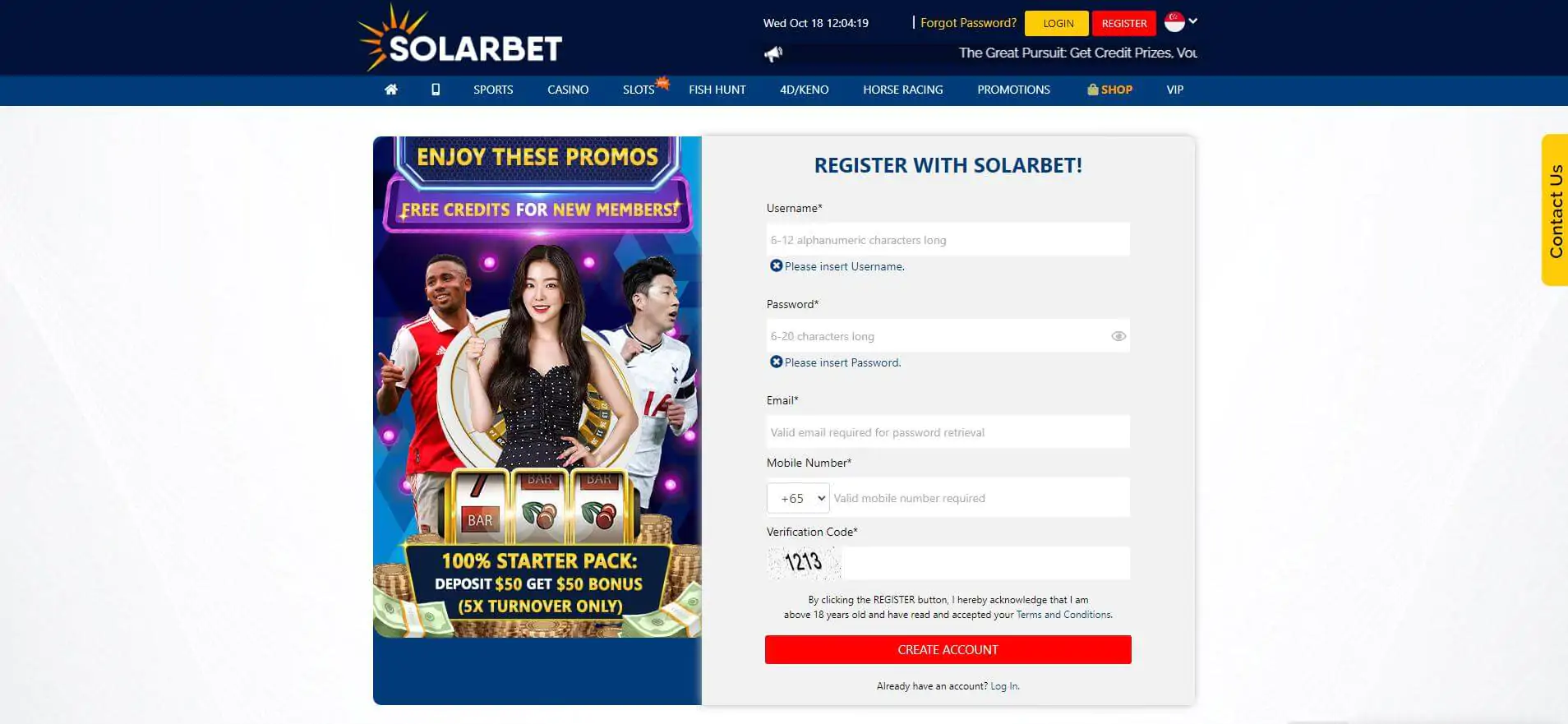 Registering for a Solarbet Casino Account